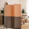 imageRoom Divider Wood Screen 6 Panel Folding Portable Partition Screens Wooden Mesh Woven Design Room Screen Divider for Home Office BlackCm