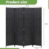 imageRoom Divider Wood Screen 6 Panel Folding Portable Partition Screens Wooden Mesh Woven Design Room Screen Divider for Home Office BlackCoal Black