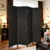 imageRoom Divider Wood Screen 6 Panel Folding Portable Partition Screens Wooden Mesh Woven Design Room Screen Divider for Home Office BlackCoal Black