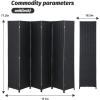 imageRoom Divider Wood Screen 6 Panel Folding Portable Partition Screens Wooden Mesh Woven Design Room Screen Divider for Home Office BlackCoal Black