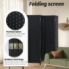 imageRoom Divider Wood Screen 6 Panel Folding Portable Partition Screens Wooden Mesh Woven Design Room Screen Divider for Home Office BlackCoal Black