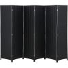 imageRoom Divider Wood Screen 6 Panel Folding Portable Partition Screens Wooden Mesh Woven Design Room Screen Divider for Home Office BlackCoal Black