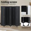 imageRoom Divider Wood Screen 6 Panel Folding Portable Partition Screens Wooden Mesh Woven Design Room Screen Divider for Home Office BlackCoal Black