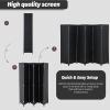 imageRoom Divider Wood Screen 6 Panel Folding Portable Partition Screens Wooden Mesh Woven Design Room Screen Divider for Home Office BlackCoal Black
