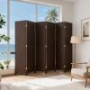 imageRoom Divider Wood Screen 6 Panel Folding Portable Partition Screens Wooden Mesh Woven Design Room Screen Divider for Home Office BlackDark Brown