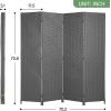 imageRoom Divider Wood Screen 6 Panel Folding Portable Partition Screens Wooden Mesh Woven Design Room Screen Divider for Home Office BlackGrey