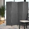 imageRoom Divider Wood Screen 6 Panel Folding Portable Partition Screens Wooden Mesh Woven Design Room Screen Divider for Home Office BlackGrey