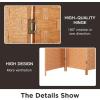imageRoom Divider Wood Screen 6 Panel Folding Portable Partition Screens Wooden Mesh Woven Design Room Screen Divider for Home Office BlackNatural