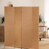 imageRoom Divider Wood Screen 6 Panel Folding Portable Partition Screens Wooden Mesh Woven Design Room Screen Divider for Home Office BlackNatural