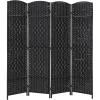 image4 Panel Room Divider Folding Privacy Divider 6 Ft Indoor Wall Divider Portable Partition Wood Screen BlackBlack