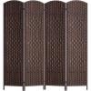 image4 Panel Room Divider Folding Privacy Divider 6 Ft Indoor Wall Divider Portable Partition Wood Screen BlackBrown
