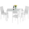 imageFDW  5Piece Dining Table Set  Black  Glass Kitchen Table with 4 Upholstered Chairs and Faux Leather Cushions  SpaceSaving and Modern Design  for Dining Room Easy to AssembleWhite Glass