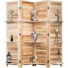 imageFDW 4 Panel Room Divider Folding Privacy Wooden Screen with Three Clever Shelf Portable Partition Wood Divider for Home Office WhiteNatural