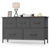 imageFDW 5 Fabric Drawers Dresser for BedroomChest Organizer Units with Steel Frame and Wooden Top for BedroomClosetLiving Room EntrywayBrownGrey