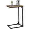 imageFDW CShaped End Table Wooden Top Side Table Adjustable Feet Small Cough Table Bedside End Table with Metal Frame for Bedroom Living RoomSet of 2BrownBrown