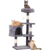 imageFDW Cat Tree 37 Inch Tall Cat Tower Kitten with Scratching Posts and Perches Indoor Activity Center for Cats Navy BlueLight Gray