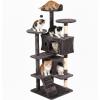 imageFDW Cat Tree 54in Cat Tower MultiLevel Durable Cat Scratching Post ampamp Cozy Fun Cat Jumping Platform Space Saving Cat Condo Pet Play House for Indoor CatsNavy BluePurple Gray