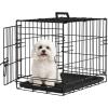imageFDW Dog Crate Dog Kennel Cage with Double Door36 inch Folding Metal Wire Dog Cage with Removable TrayampampDivider PanelPet Crate for Medium DogsBlackBlack