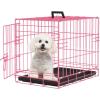 imageFDW Dog Crate Dog Kennel Cage with Double Door36 inch Folding Metal Wire Dog Cage with Removable TrayampampDivider PanelPet Crate for Medium DogsBlackPink