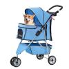 imageFDW Pet Stroller 3Wheel Durable Foldable Cat Dog Stroller with Washable Liner Storage Basket Cup HolderPurpleBlue
