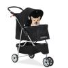 imageFDW Pet Stroller 3Wheel Durable Foldable Cat Dog Stroller with Washable Liner Storage Basket Cup HolderPurpleDark Black