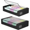 imageFDW Under Bed Storage Containers 2Pack Closet Organizers Foldable Storage Bins with Clear Window Storage Containers for Shoes and Books BlackBlack