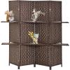 imageRoom Divider 6 Panel Room Screen Divider Wooden Screen Folding Portable partition Screen Wood with Removable Storage Shelves ColourBlackBrown
