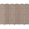 imageRoom Divider 6 Panel Screen 56 Ft Tall Partition Room Dividers Beige Privacy Screens Folding Room Separation Free Standing Waterproof Wood Frame Wall DividerBeige