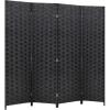 imageRoom Divider Wood Screen 6 Panel Folding Portable Partition Screens Wooden Mesh Woven Design Room Screen Divider for Home Office BlackCoal Black