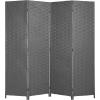 imageRoom Divider Wood Screen 6 Panel Folding Portable Partition Screens Wooden Mesh Woven Design Room Screen Divider for Home Office BlackGrey