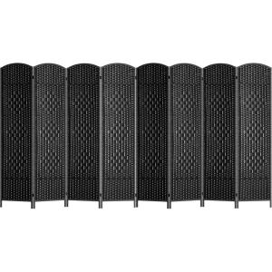 image4 Panel Room Divider Folding Privacy Divider 6 Ft Indoor Wall Divider Portable Partition Wood Screen BlackCoal Black