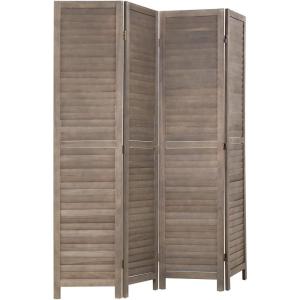 image6 Panel Wood Room Divider 575 Ft Tall Privacy Wall Divider Folding Wood Screen 689quot x 1575quot Each Panel for Home Office Bedroom Restaurant BrownBrown