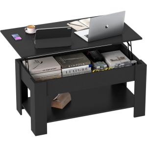 imageFDW 39 inch Lift Top Coffee Table with Hidden Storage Compartment ampamp Lower ShelfCoffee Table with Lift Top for Living RoomHome Small SpaceWhiteBlack