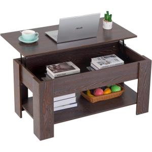 imageFDW 39 inch Lift Top Coffee Table with Hidden Storage Compartment ampamp Lower ShelfCoffee Table with Lift Top for Living RoomHome Small SpaceWhiteEspresso