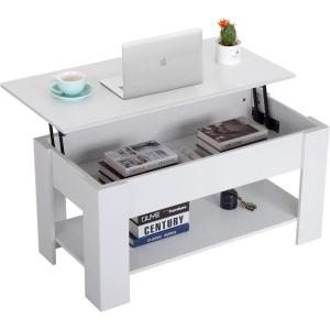 imageFDW 39 inch Lift Top Coffee Table with Hidden Storage Compartment ampamp Lower ShelfCoffee Table with Lift Top for Living RoomHome Small SpaceWhiteWhite