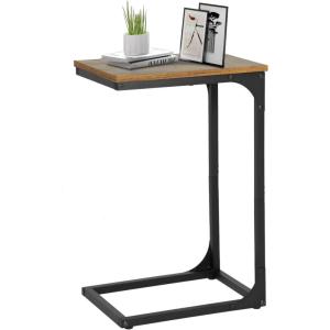 imageFDW CShaped End Table Wooden Top Side Table Adjustable Feet Small Cough Table Bedside End Table with Metal Frame for Bedroom Living RoomSet of 2BrownBrown