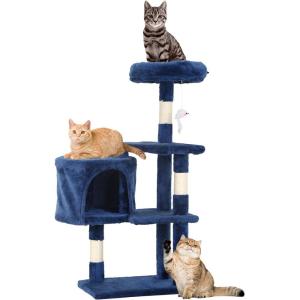 imageFDW Cat Tree 37 Inch Tall Cat Tower Kitten with Scratching Posts and Perches Indoor Activity Center for Cats Navy BlueNavy Blue