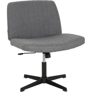 imageFDW Criss Cross Chair Armless Cross Legged Office Desk Chair Adjustable Swivel Ergonomic No Wheels Backrest with Wide Seat Native Sponge Computer Task Vanity for Home OfficeBrownGrey