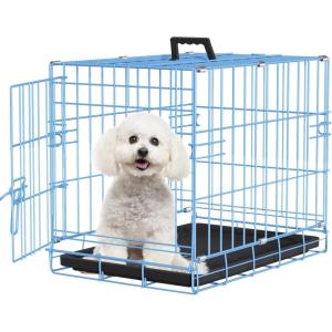 imageFDW Dog Crate Dog Kennel Cage with Double Door36 inch Folding Metal Wire Dog Cage with Removable TrayampampDivider PanelPet Crate for Medium DogsBlackBlue