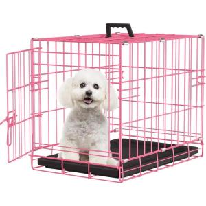 imageFDW Dog Crate Dog Kennel Cage with Double Door36 inch Folding Metal Wire Dog Cage with Removable TrayampampDivider PanelPet Crate for Medium DogsBlackPink