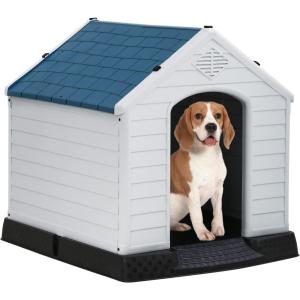 imageFDW Dog House Indoor Outdoor Durable Ventilate Waterproof Pet Plastic Dog House for Small Medium Large Dogs Insulated Puppy Shelter Kennel Crate with Air Vents and Elevated FloorBlue