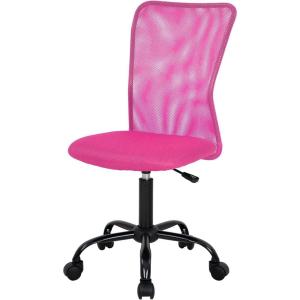 imageFDW Home Office Chair Mid Back Mesh Desk Chair Armless Computer Ergonomic Task Rolling Swivel Chair Back Support Adjustable Modern with Lumbar SupportBluePink