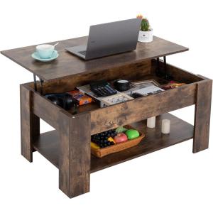imageFDW Lift Top Coffee Table with Hidden Compartment and Storage Shelf Wooden Lift Tabletop for Home Living Room Reception Room Office394quotBrownBrown