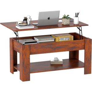 imageFDW Lift Top Coffee Table with Hidden Compartment and Storage Shelf Wooden Lift Tabletop for Home Living Room Reception Room Office394quotBrownDark Brown