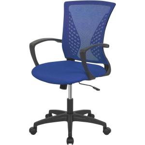 imageHome Office Chair Mid Back PC Swivel Lumbar Support Adjustable Desk Task Computer Ergonomic Comfortable Mesh Chair with Armrest BlackBlue