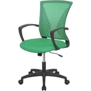 imageHome Office Chair Mid Back PC Swivel Lumbar Support Adjustable Desk Task Computer Ergonomic Comfortable Mesh Chair with Armrest BlackGreen