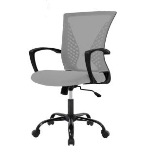 imageHome Office Chair Mid Back PC Swivel Lumbar Support Adjustable Desk Task Computer Ergonomic Comfortable Mesh Chair with Armrest BlackGrey