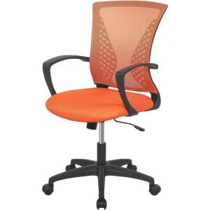 imageHome Office Chair Mid Back PC Swivel Lumbar Support Adjustable Desk Task Computer Ergonomic Comfortable Mesh Chair with Armrest BlackOrange