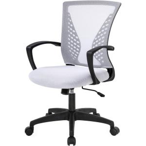 imageHome Office Chair Mid Back PC Swivel Lumbar Support Adjustable Desk Task Computer Ergonomic Comfortable Mesh Chair with Armrest BlackWhite