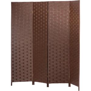 imageRoom Divider Wood Screen 6 Panel Folding Portable Partition Screens Wooden Mesh Woven Design Room Screen Divider for Home Office BlackBrown